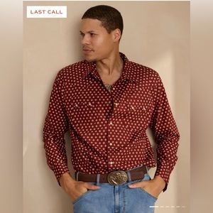 NWT Tecovas MEN'S VINTAGE WEIGHT SAWTOOTH COTTON PEARL SNAP sz L